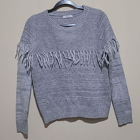 Lucy Paris Gray Frill Sweater Sz Small - Picture 3 of 9